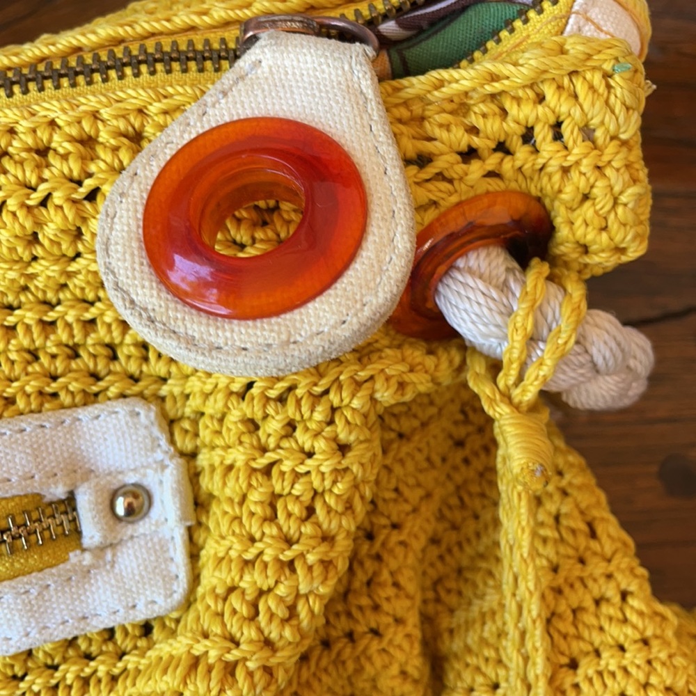THE SAK~Hobo Crochet Handbag Purse Bag Rope Strap~AUBERRY~Yellow Saffron - Picture 8 of 9